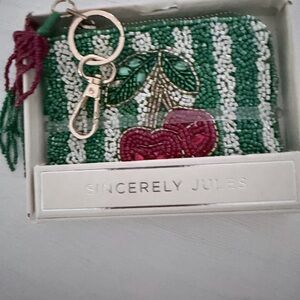 Sincerely Jules Cherry Beaded Keychain Pouch